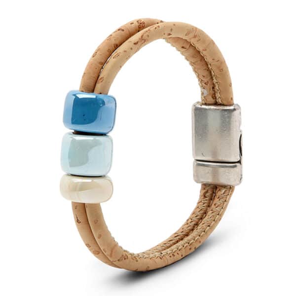 Armband aus Kork «Lucia» blau