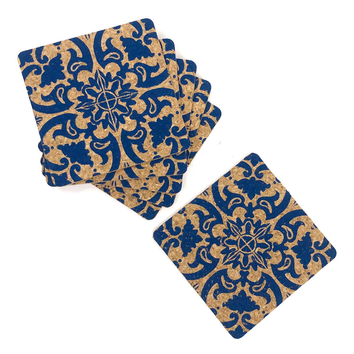 Glasuntersetzer-Set «Azulejos» (6 Stk.) aus Kork