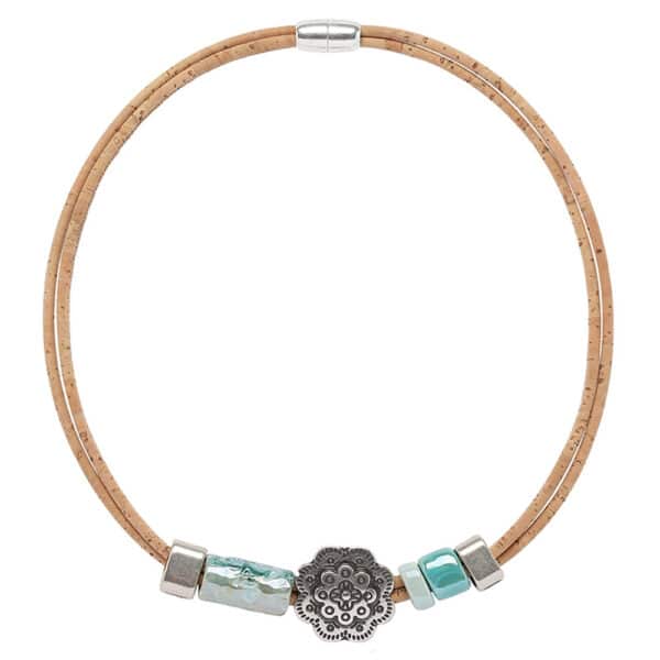 Halskette aus Kork «Ceramica Azul»