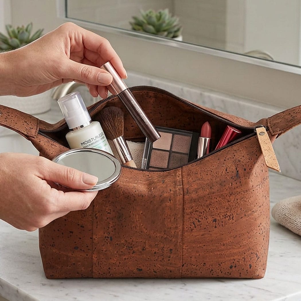 Kosmetiktasche braun aus Kork