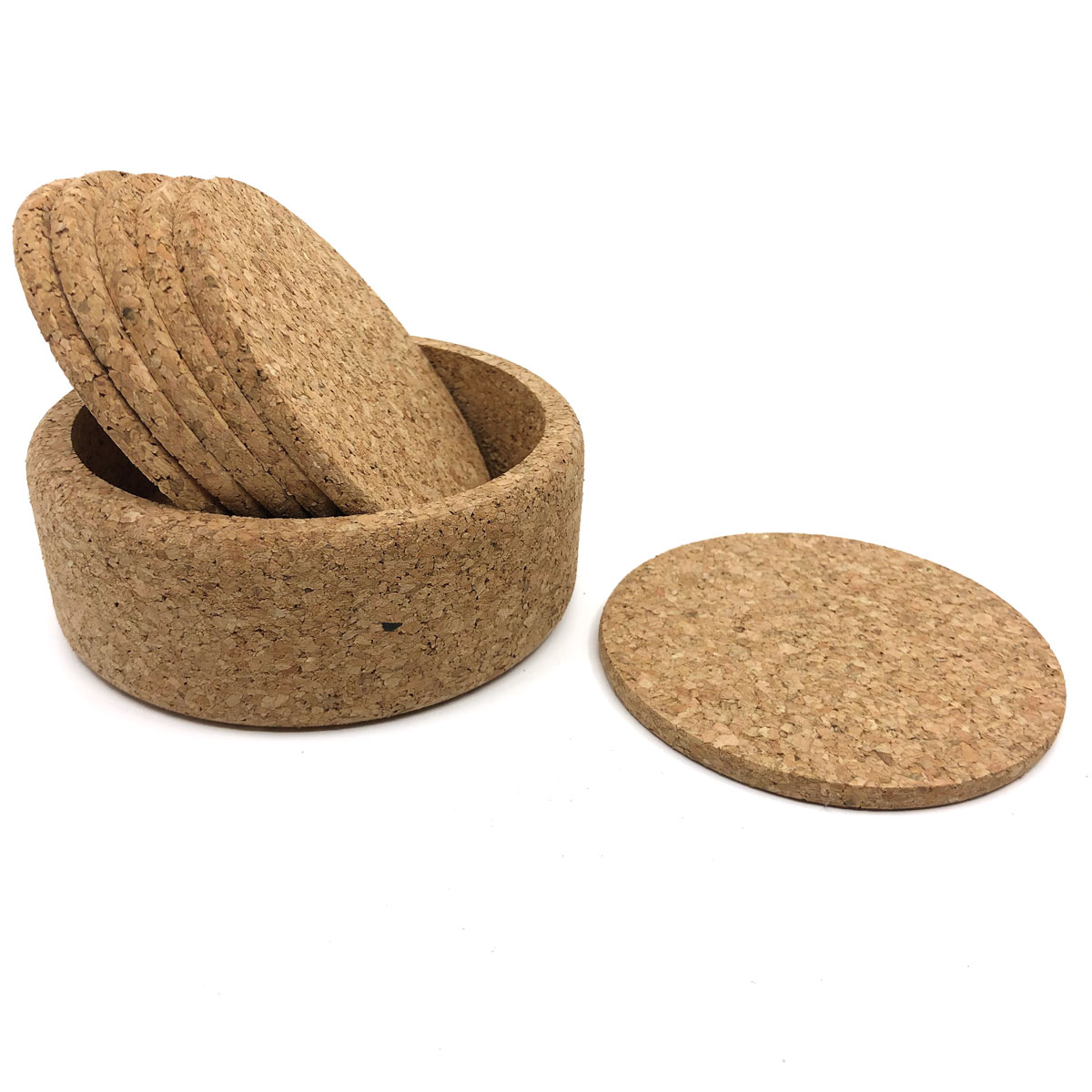 Untersetzer-Set mit Flaschenhalter aus Kork